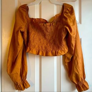 Off-the-shoulder ruffled crop top